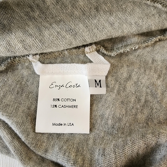 Enza Costa Lace Up Shoulder Cashmere Long Sleeve Top Size Medium - Picture 13 of 17